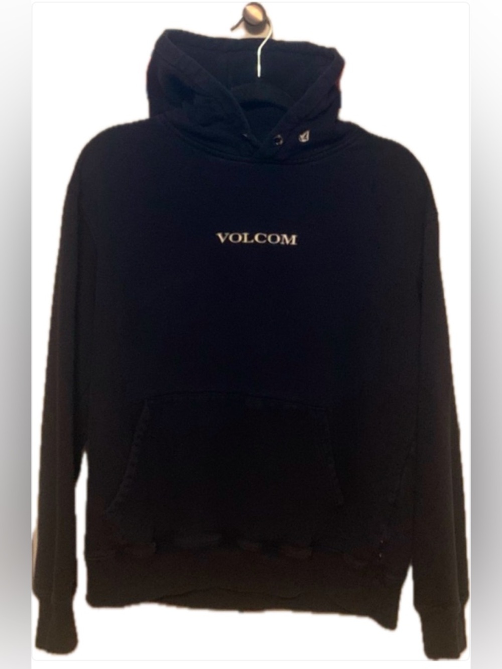 Volcom Black Pullover Hoodie with Center Logo men’s Large